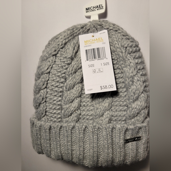 Michael Kors Gray Cable Knit Beanie - Picture 2 of 6